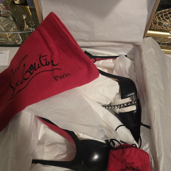 Christian Louboutin Black Heels with Silver Accents - Picture 8 of 8